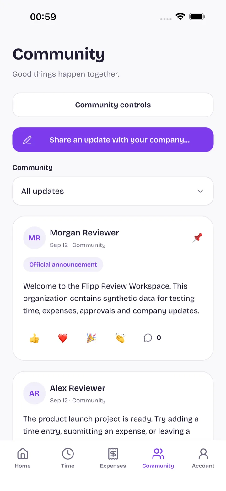 Company updates in the Flipp app on iPhone.